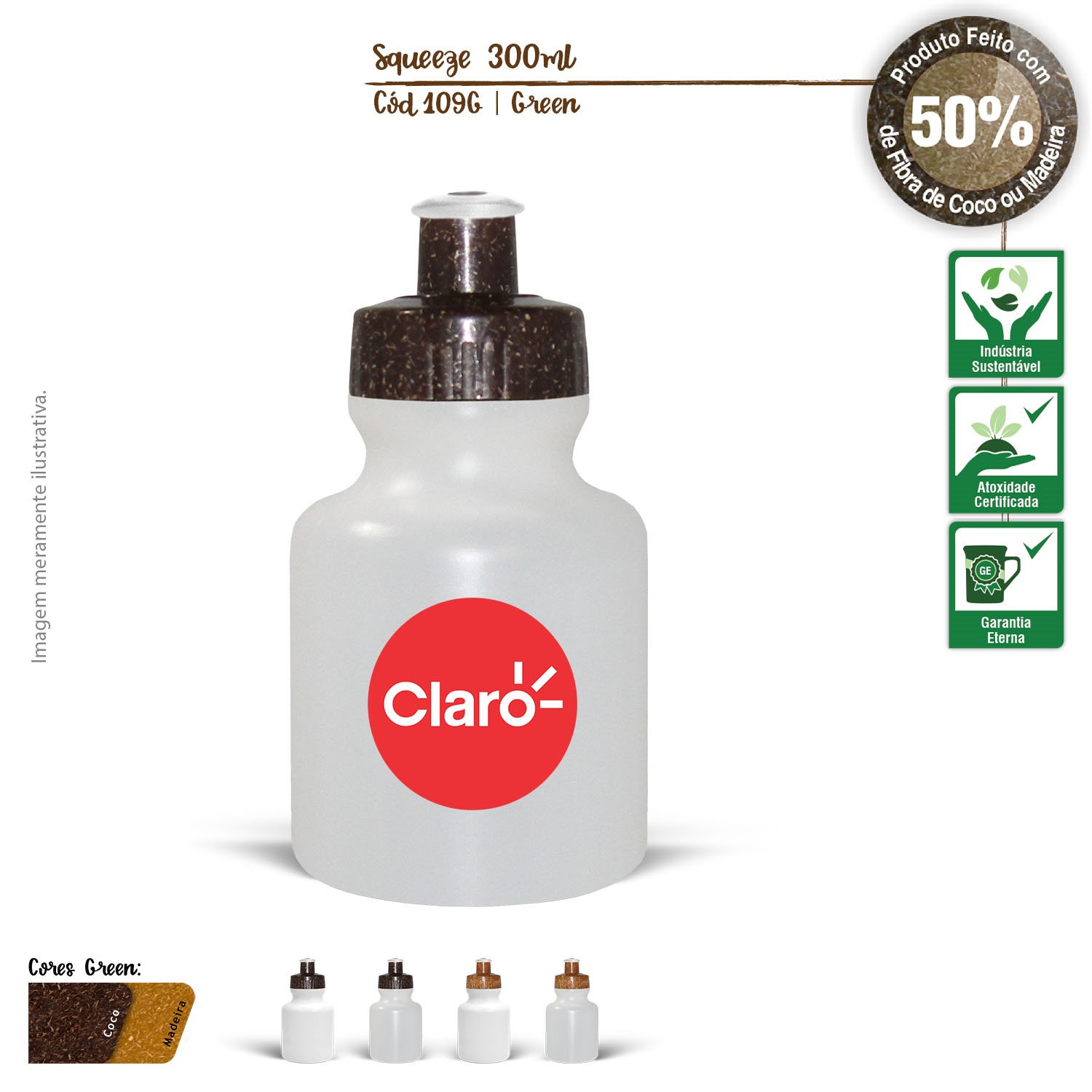 Squeeze Ecológico 300ml Resistente e Flexível com Bico de PVC Cristal
